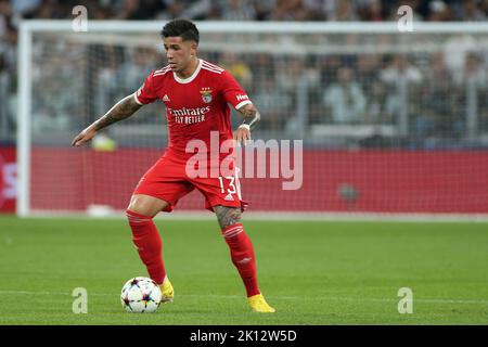 Turin, Italie. 14th septembre 2022. Enzo Fernandez (SL Benfica) pendant Juventus FC vs SL Benfica, match de football de la Ligue des champions de l'UEFA à Turin, Italie, 14 septembre 2022 Credit: Independent photo Agency/Alay Live News Banque D'Images