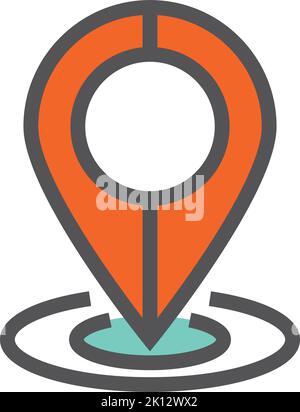 Icône de la ligne de couleur de la broche géo. Point de la carte Illustration de Vecteur