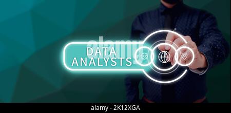 Panneau affichant les analystes de données. Vue d'ensemble de l'entreprise Programmer conception et création de rapport identifie les modèles Banque D'Images