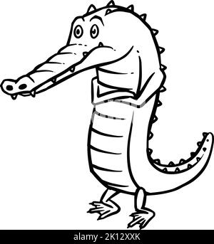 Dessin main d'alligator déprimé personnage de dessin animé. Illustration vectorielle. Illustration de Vecteur