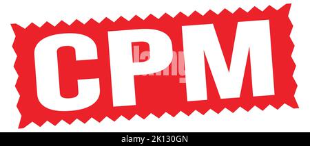 Le texte CPM est inscrit sur l'affiche en zigzag rouge. Banque D'Images