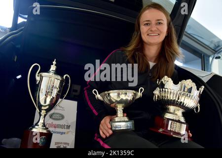 Barbora Krejcikova, joueuse tchèque de tennis, qui a terminé sa carrière Grand Chelem avec son double triomphe à l'US Open, à Zlin, République tchèque, 15 septembre 2022. (CTK photo/Vaclav Salek) Banque D'Images