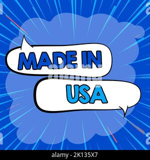 Légende conceptuelle aux Etats-Unis. Mot pour la marque américaine États-Unis produit local fabriqué Banque D'Images