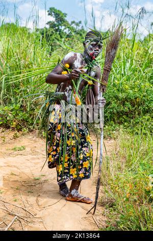 Guerrier pygmée, Kisangani, République démocratique du Congo, Afrique Banque D'Images