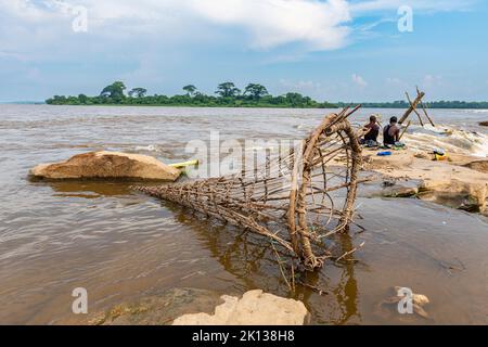 Panier de pêche de la tribu Wagenya, Kisangani, fleuve Congo, République démocratique du Congo, Afrique Banque D'Images