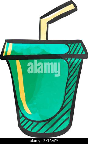 Icône de la restauration rapide dans un style aquarelle. Illustration de Vecteur