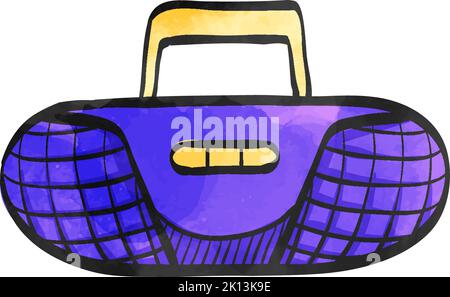 Icône du lecteur de cassettes en aquarelle. Illustration de Vecteur