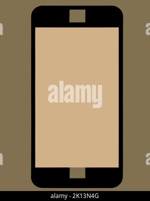 Illustration numérique simple d'un smartphone sur fond marron Illustration de Vecteur