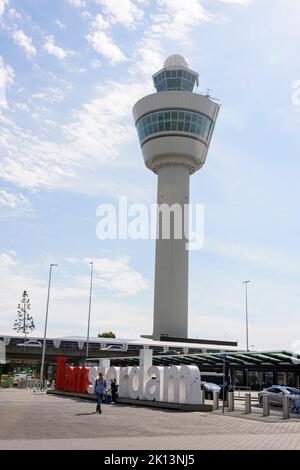 Tour de contrôle de la circulation aérienne, aéroport de Schiphol, pays-Bas Banque D'Images