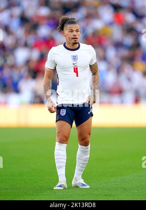 Photo du dossier datée du 14-06-2022 de Kalvin Phillips, en Angleterre. Kalvin Phillips, l'un des 2020 étoiles de l'euro, est inclus malgré les inquiétudes soulevées par un manque de temps de jeu aggravé à Manchester City par un problème d'épaule. Date de publication : jeudi 15 septembre 2022. Banque D'Images