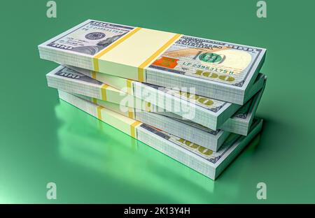 Des piles d'argent de dollars. Finance dollar conceptuel. 3d rendu Banque D'Images