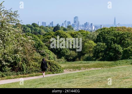 Vue sur la ville de Londres depuis Hampstead Heath, Londres, Royaume-Uni Banque D'Images