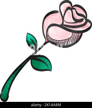 Icône rose dans le style aquarelle. Illustration de Vecteur