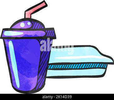 Icône de boisson non alcoolisée dans un style aquarelle. Illustration de Vecteur