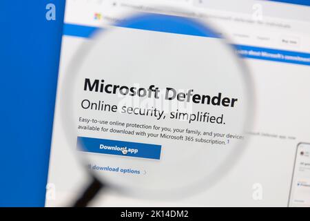 Ostersund, Suède - 20 juin 2022 : site Web Microsoft Defender. Microsoft Defender est un composant de protection contre les programmes malveillants de Microsoft Windows. Banque D'Images