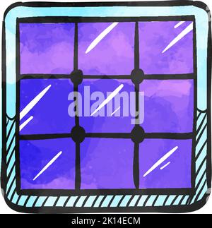 Panneau de cellules solaires icône en aquarelle. Illustration de Vecteur