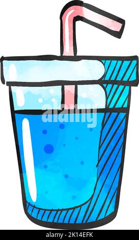 Icône de boisson non alcoolisée dans un style aquarelle. Illustration de Vecteur