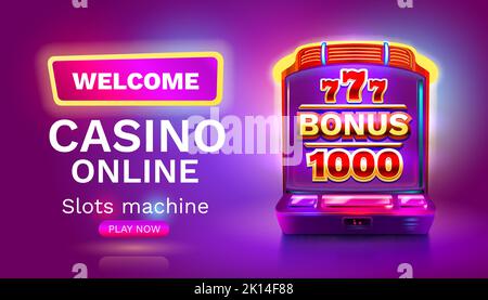 Casino machines à sous gagnant, jackpot bonus fortune 1000, 777 bannière de gain. Illustration vectorielle Illustration de Vecteur