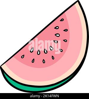 Colorez la tranche de fruits de la pastèque ou du melon Illustration de Vecteur