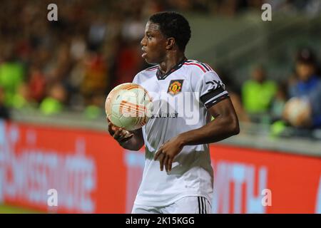 Tyrell Malacia pendant le match de l'UEFA Europa League Sheriff Tiraspol vs Manchester United au complexe sportif Sheriff, Tiraspol, République de Moldova, 15th septembre 2022 (photo de Stefan Constantin/News Images) à Tiraspol, République de Moldova, le 9/15/2022. (Photo de Stefan Constantin/News Images/Sipa USA) Banque D'Images