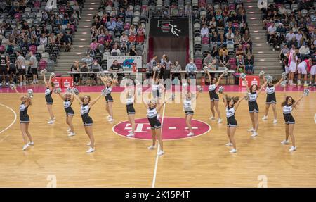 Die cheerleader der Telekom paniers Bonn. DAS Danceteam der Telekom paniers Bonn Banque D'Images