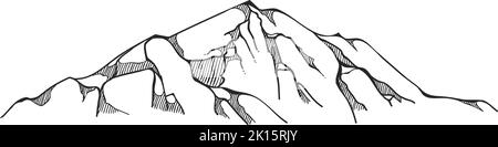 Illustration vectorielle de montagnes noir et blanc dessinée à la main Illustration de Vecteur