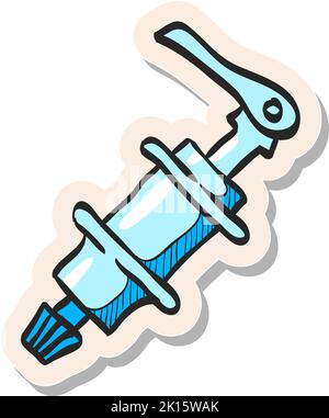 Icône représentant un moyeu de vélo dessinée à la main dans une illustration vectorielle de style autocollant Illustration de Vecteur