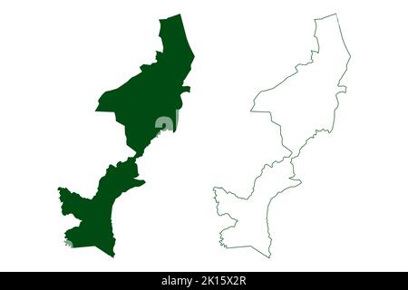 Zapotitlan Tablas municipe (Free and Sovereign State of Guerrero, Mexico, Etats-Unis mexicains) map illustration vectorielle, scribble sketch Zapotitl Illustration de Vecteur