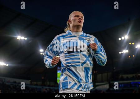 MANCHESTER, ANGLETERRE - SEPTEMBRE 14 : Erling Haaland de Manchester City pendant le match G de la Ligue des champions de l'UEFA entre Manchester City et Borus Banque D'Images