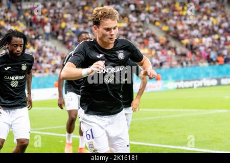 Bucarest, Roumanie. 16th septembre 2022. 16 septembre 2022: Kristian Arnstad #61 de RSC Anderlecht pendant du match de l'UEFA Europa Conference League groupe B entre la FCSB Bucarest et la RSC Anderlecht au stade national Arena à Bucarest, Roumanie ROU. Catalin Soare/Cronos crédit: Cronos/Alamy Live News Banque D'Images