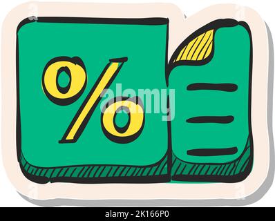 Icône de ticket de réduction dessinée à la main dans une illustration vectorielle de style autocollant Illustration de Vecteur