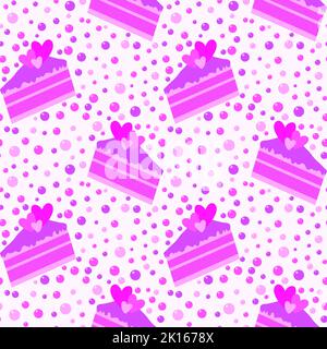 Motif gâteau d'anniversaire sans couture coeur de Saint-Valentin pour emballer papier et vêtements pour enfants imprimé et accessoires de fête, tissus et emballages. Condition élevée Banque D'Images