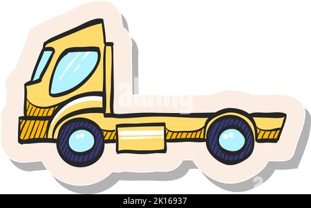 Icône de chariot élévateur à conteneur vide dessinée à la main dans l'illustration vectorielle de style autocollant Illustration de Vecteur