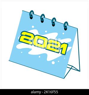 Calendrier du nouvel an 2021. Bonne année 2021 calendrier vecteur. Numéro 2021 dans le concept moderne. 2021 texte. Calendrier 2021. Le calendrier 2021 ans desig Banque D'Images