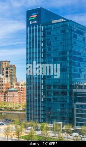 L'édifice Exelon est le projet fondamental de Harbour point dans le port intérieur de Baltimore et un modèle de pratiques durables en matière de construction. Banque D'Images