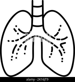 Icône poumons humains sains. Illustration vectorielle dessinée à la main. Contour de ligne modifiable. Illustration de Vecteur
