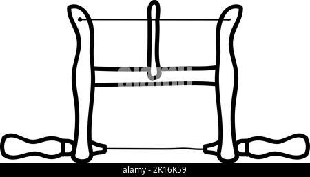 Scie transversale vintage Buck en bois avec noeud. Illustration vectorielle dessinée à la main. Contour de ligne modifiable Illustration de Vecteur
