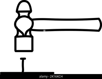 Icône d'ongle de marteau. Illustration vectorielle dessinée à la main. Contour de ligne modifiable Illustration de Vecteur