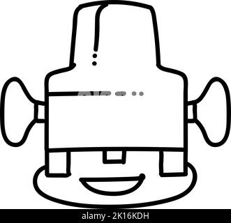 Icône de routeur électrique à bois. Illustration vectorielle dessinée à la main. Contour de ligne modifiable Illustration de Vecteur
