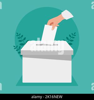 Mise manuelle du papier de vote sur l'illustration de la boîte électorale Illustration de Vecteur