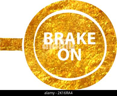 Symbole frein de course dessiné à la main dans une illustration vectorielle de texture en feuille d'or Illustration de Vecteur