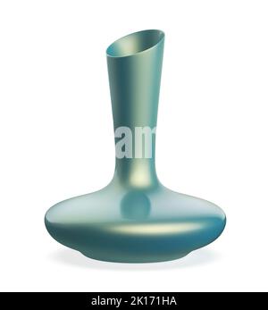 Vase en céramique turquoise sur fond blanc Banque D'Images