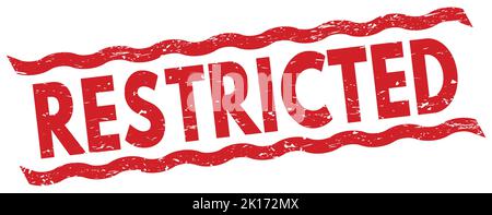 Texte DE RESTRICTION inscrit sur le signe de timbre rouge. Banque D'Images