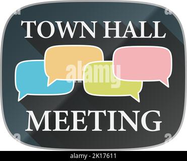 ÉTIQUETTE ou symbole DE RÉUNION DE LA MAIRIE avec des bulles de parole colorées symbolisant la communication et le dialogue, illustration vectorielle Illustration de Vecteur