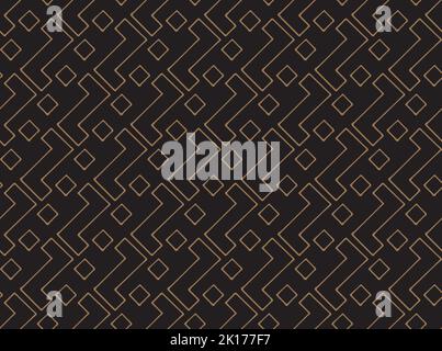 Décoration zigzag dorée à la main sans couture grecque sur fond noir de luxe motif texture Illustration de Vecteur