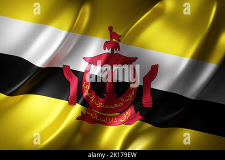 3D rendu d'un drapeau du Brunei en vase clos Banque D'Images