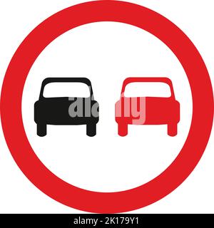 Pas de dépassement, le code de la route, les panneaux donnant des ordres, les panneaux avec des cercles rouges sont la plupart du temps prohibitifs. Les plaques situées sous les affiches qualifient leurs mès Illustration de Vecteur