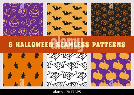 Ensemble texturé à motif vectoriel sans couture pour Halloween Illustration de Vecteur
