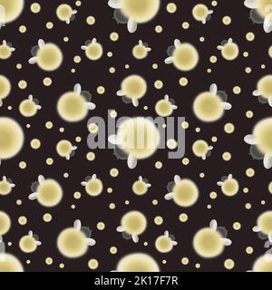 Motif sans couture avec lucioles dans le ciel nocturne. Insectes jaunes sur fond brun foncé. Illustration dessinée à la main pour couvertures, tissus, imprimés, déco Banque D'Images