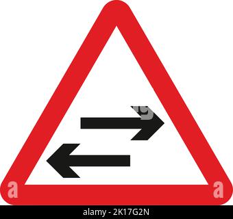 Le trafic bidirectionnel traverse une route à sens unique, le panneau de signalisation du code de l'autoroute, les panneaux donnant des ordres, les panneaux avec des cercles rouges sont pour la plupart prohibitifs. Plaques ci-dessous Illustration de Vecteur